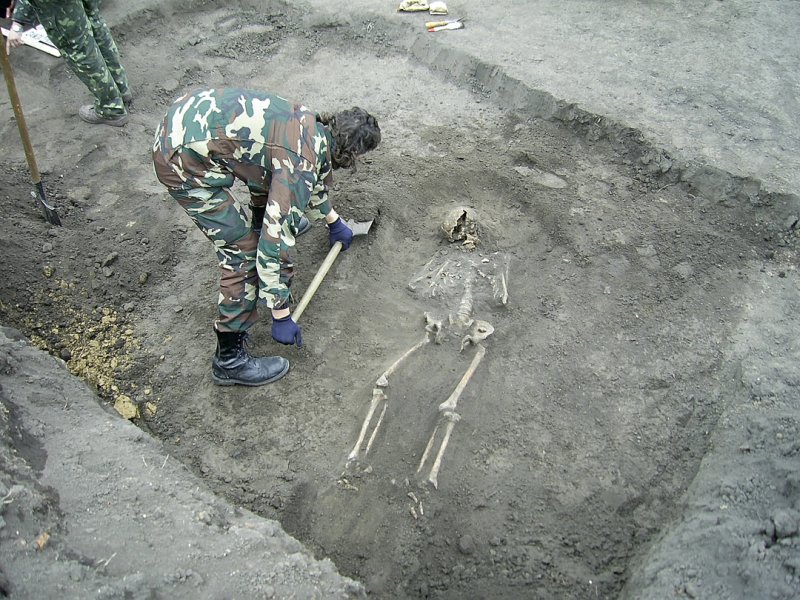 Skeletons of children and women