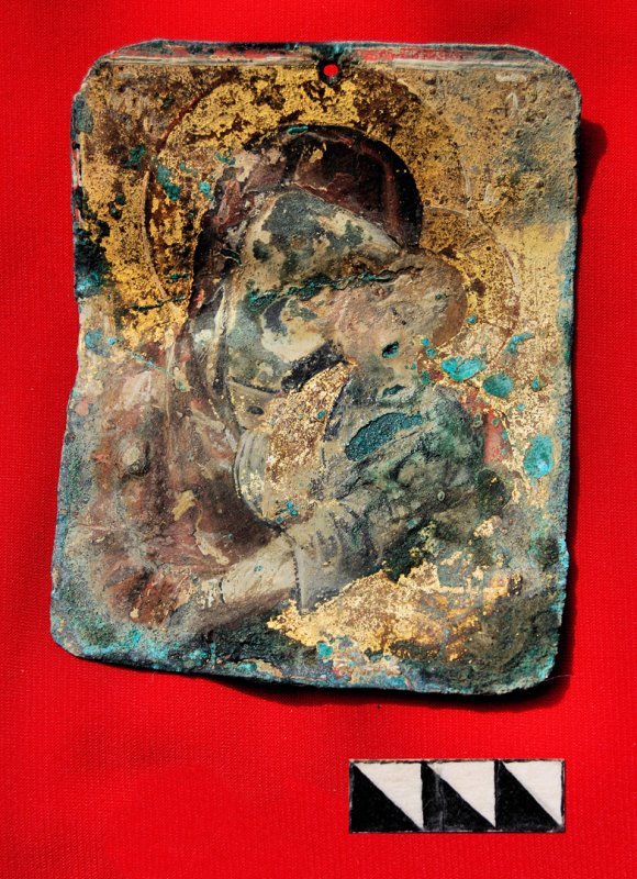 Gilt copper oil-painted pendant icon 2